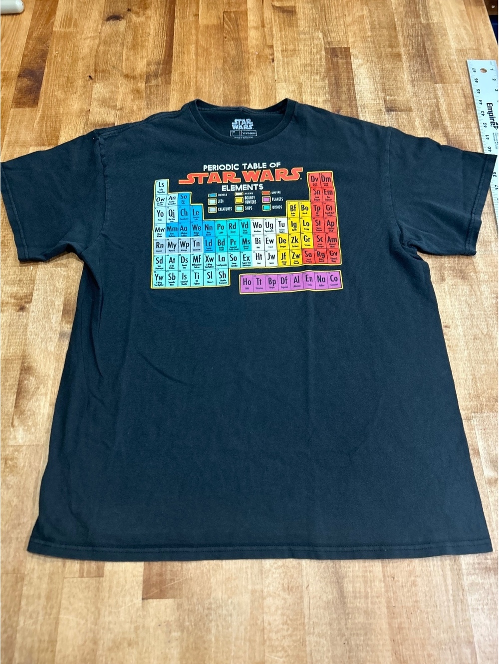 Star Wars Periodic Table of Elements Graphic T-Shirt Black Size XL